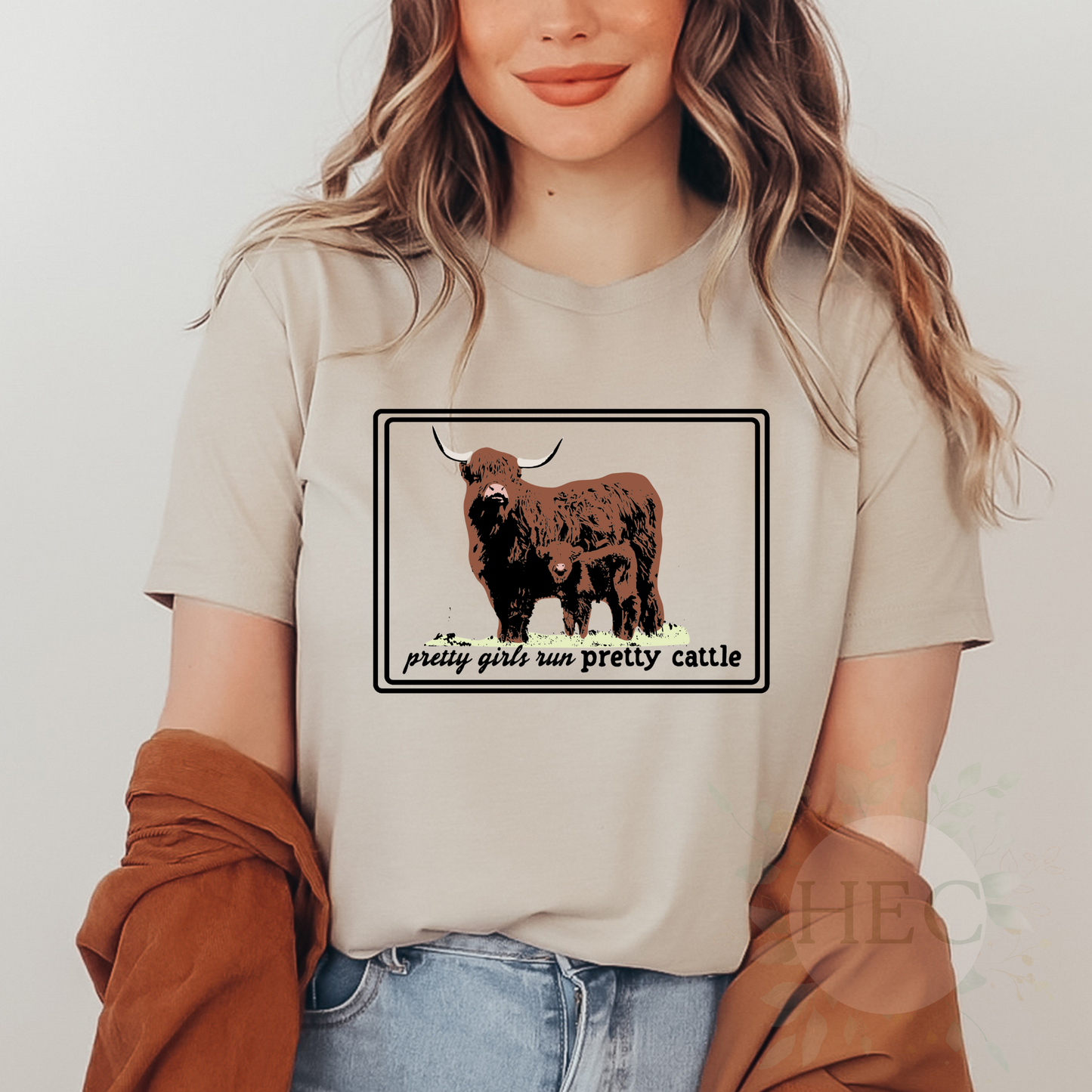 Pretty girls run pretty cattle - highlander - DTF prints