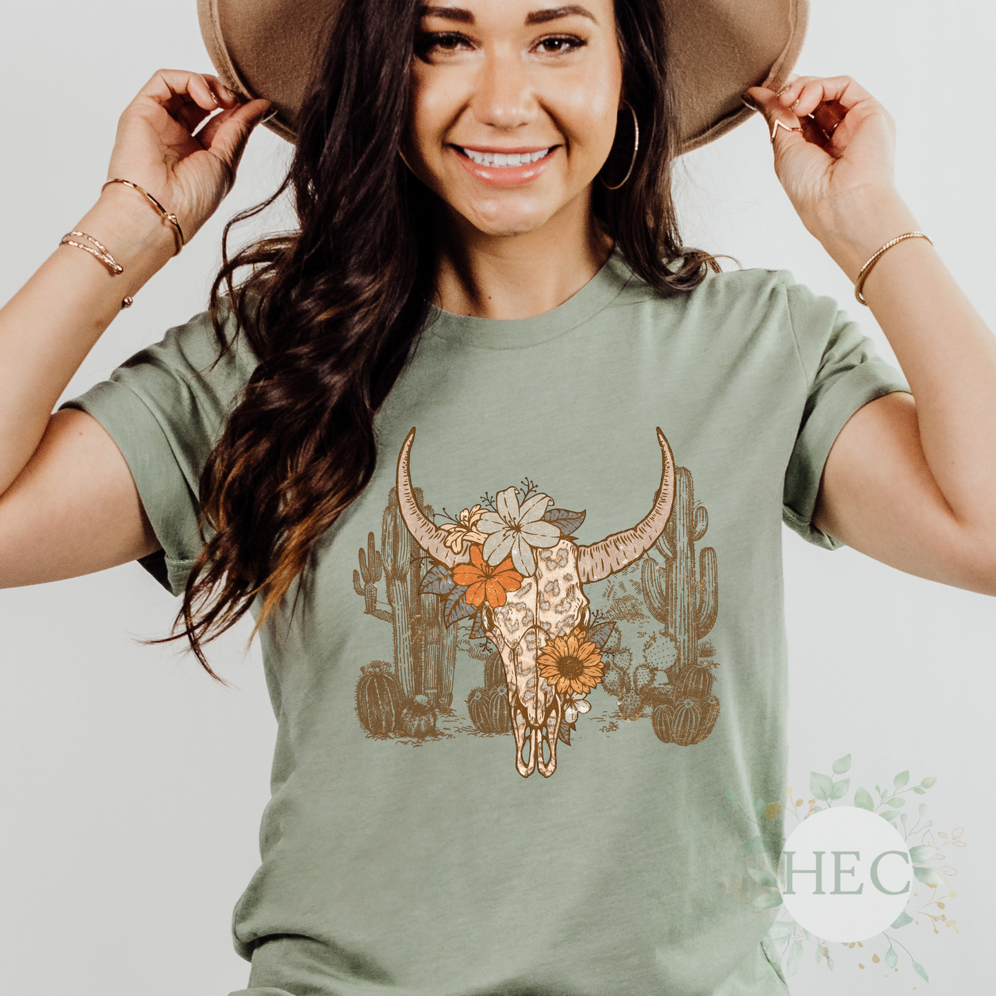 Western Desert Cow Skull Leopard Cactus - DTF