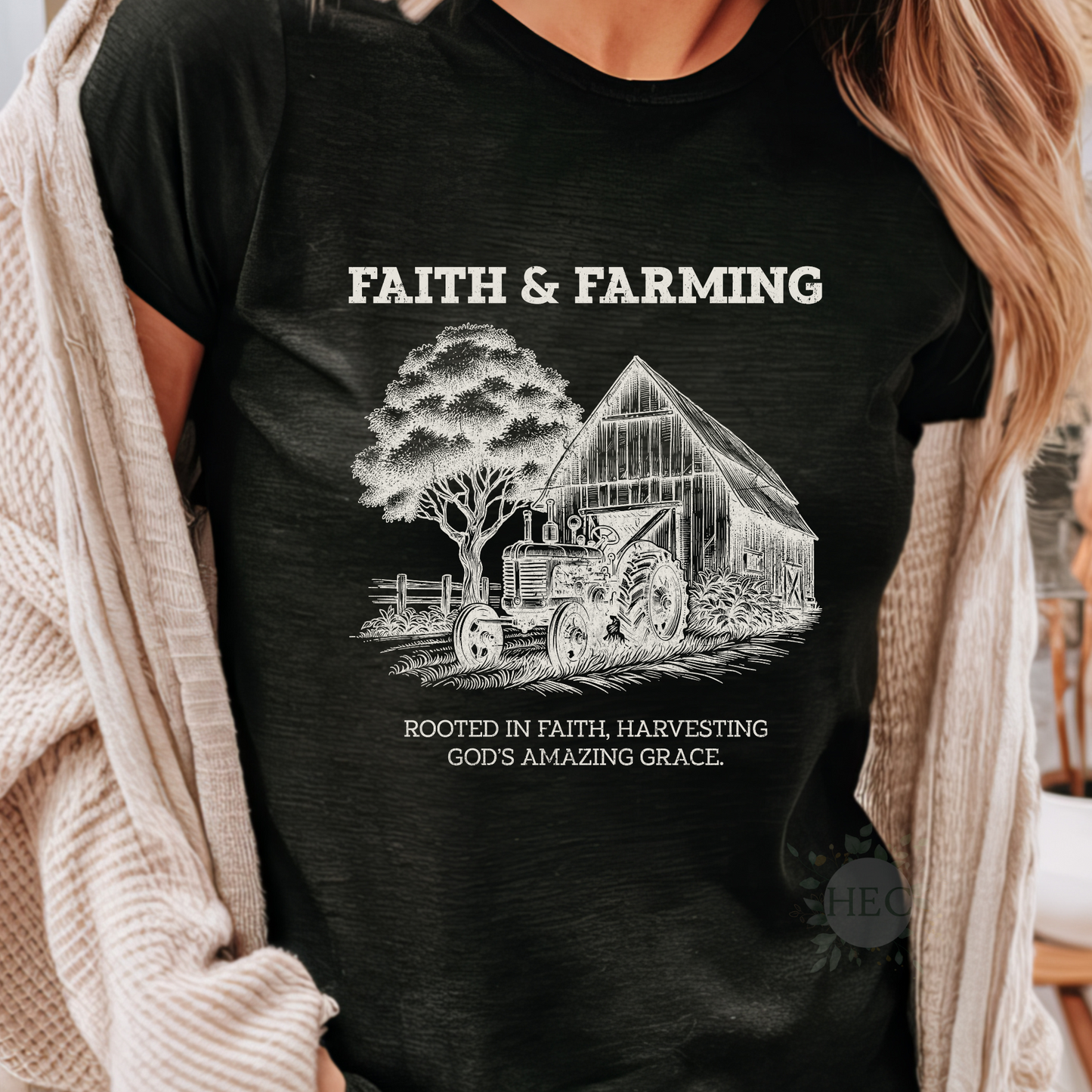 Faith and farming (white) - DTF