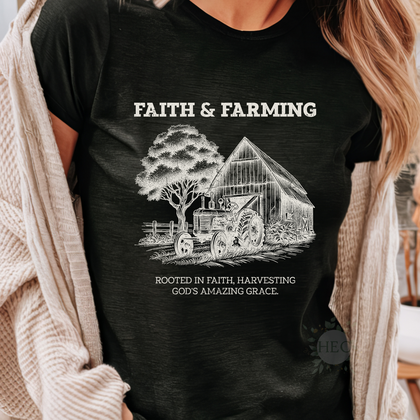 Faith and farming (white)  - DTF